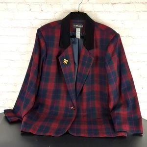 Sag Harbor Woman Classic Red/Black Tartan Plaid Blazer